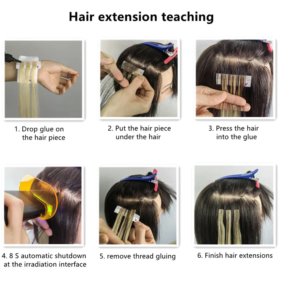 NEW V-Light Technology Professional Hair Extension Machine Full Set Black Hair Extension Tools Kit Set  for Human Hair Extension with V light Hair Glue Women Hair Care Supplies