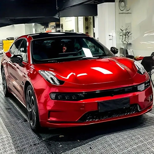 Cars Vehicle and Motorcycle Premium Candy Metallic Gloss Paint Tape Color Tuning Metal Red Glossy Vinyl Wrap Adhesive Film Decal Car Wrapping Foil with Air Release Bubble Car Accessories