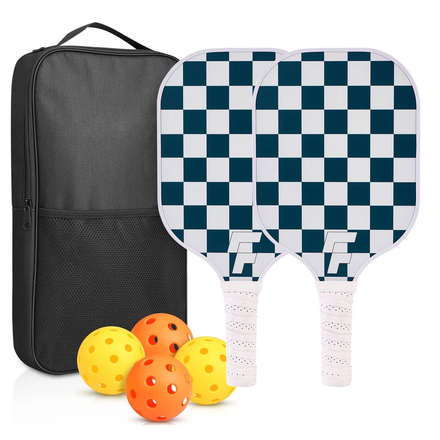 NEW Full Set Professional Fiber Glass Top Quality Pickleball Paddles Set of 2 USAPA Approved Fiberglass Pickle Ball Paddles with 4 Pickle Balls Durable Beach Rackets for Beginners Sports Accessories