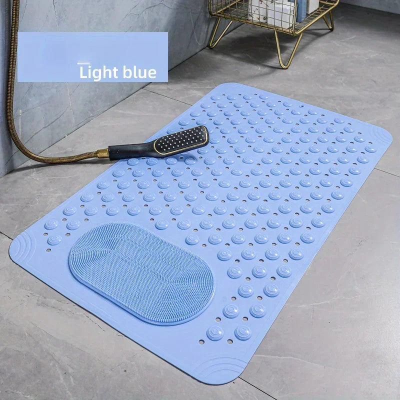 NEW 5 Colors Light Blue Non-Slip PVC Bath Mat - Rectangular Massage Nubs Shower and Bathroom Safety Rug - 0.8cm Thick, 2600g/m², Dot Pattern Home Supplies Bathroom Accessories