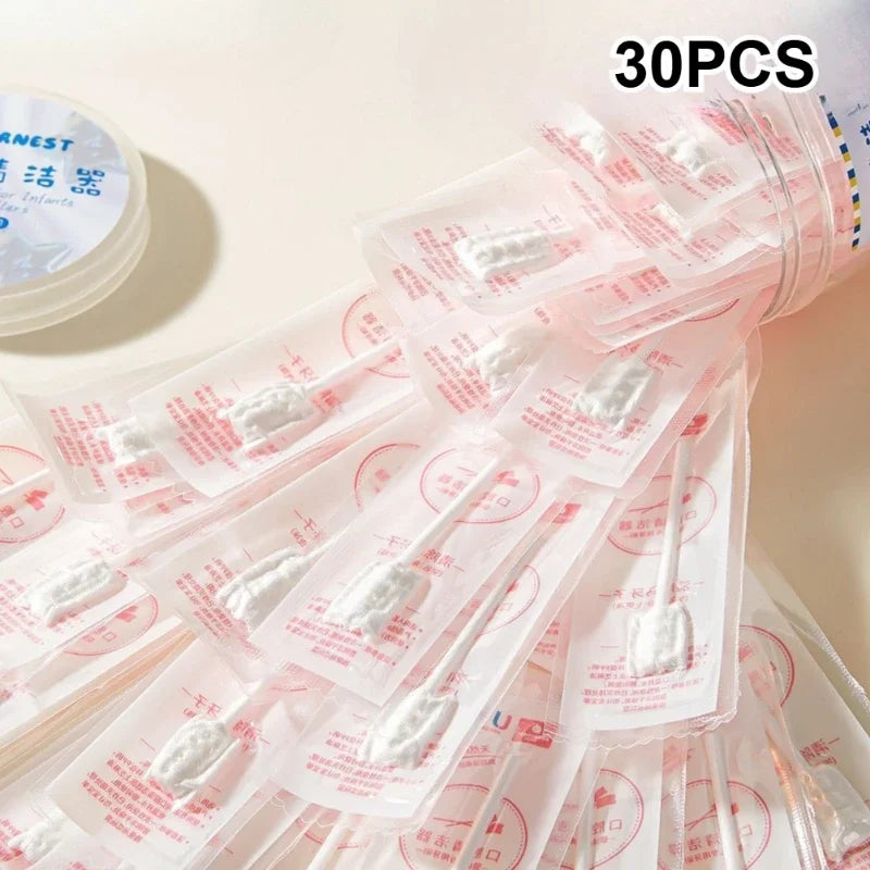 30 PCS Set Baby Oral Cleaner Baby Teeth Brush Newborn Gauze Tongue Coating Brush Infant Cleaning Dry Wet Stick Tongue Scraper Baby Care Hygiene Supplies