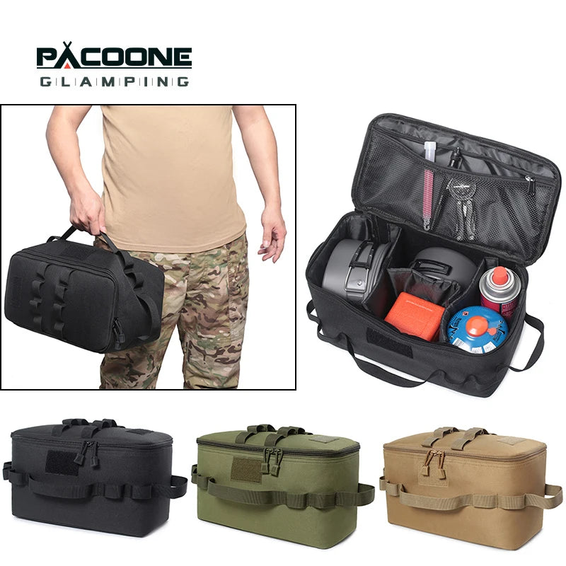 Outdoor Camping Gas Tank Storage Bag Large Capacity Ground Nail Tool Bag Gas Canister Picnic Cookware Utensils Kit Bag