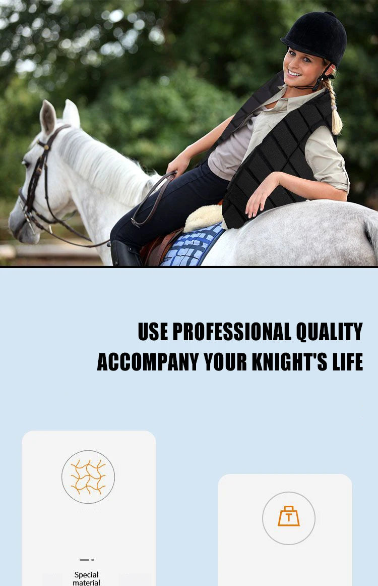 Adults and Children XS-2XL Size Specialized Horse Riding Vest  Professional Equestrian Rodeo Equestrian Safety Vest Intensification Rider Body Protectors Adult Kid Unisex Sports Apparel Accessories