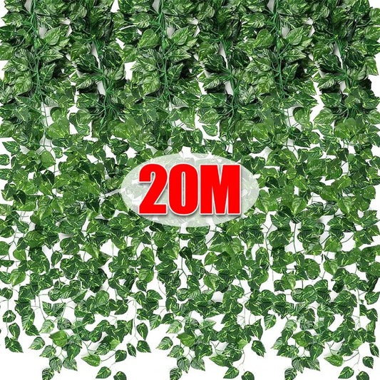 10/20M Artificial Plant Green Ivy Leaf Garland Hanging Vines Outdoor Greenery Wall Decor DIY Fake Wreath Leaves Home Party Decor