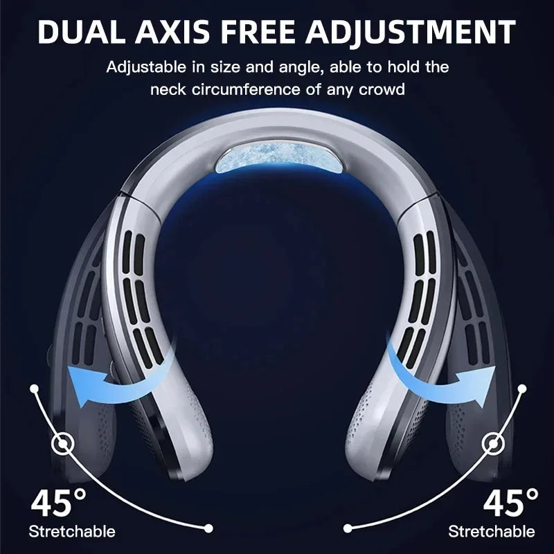 8000mAh USB Hanging Powerful Neck Fan Portable Bladeless Mini Rechargeable Mute LED Digital Display Electric Air Cooler Handheld.