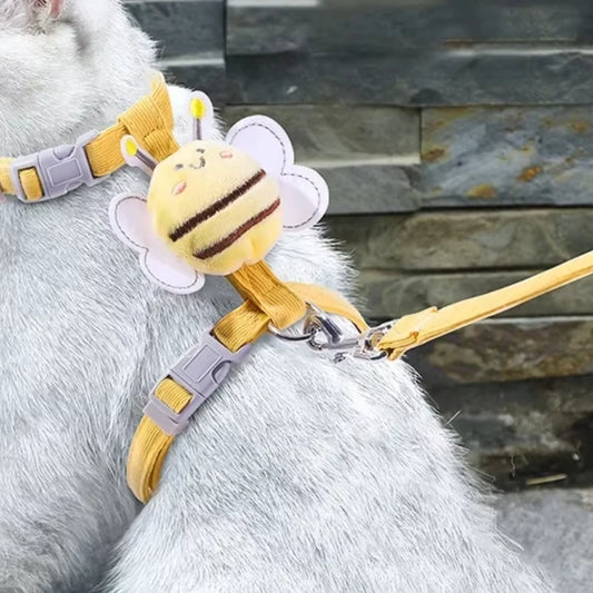 NEW Arrivals S-M Size Cat Leash Anti Breakaway Outdoor Leash Cat Carrier Adjustable Collar Bee Leash for Small and Medium Pets
