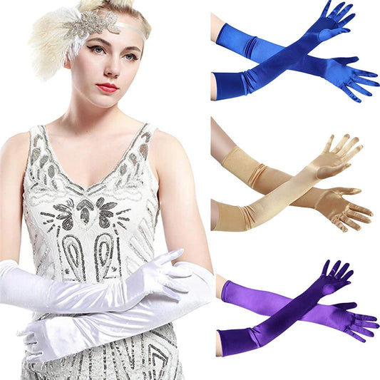NEW Luxury Opera Satin Gloves Elegant Purple Red Black White Bridal Party Gloves for Wedding Prom One Size Fashion Stretch Women purple Gloves Girls Ladies Luxury Fashion Apparel Accessories Clothing Supplies