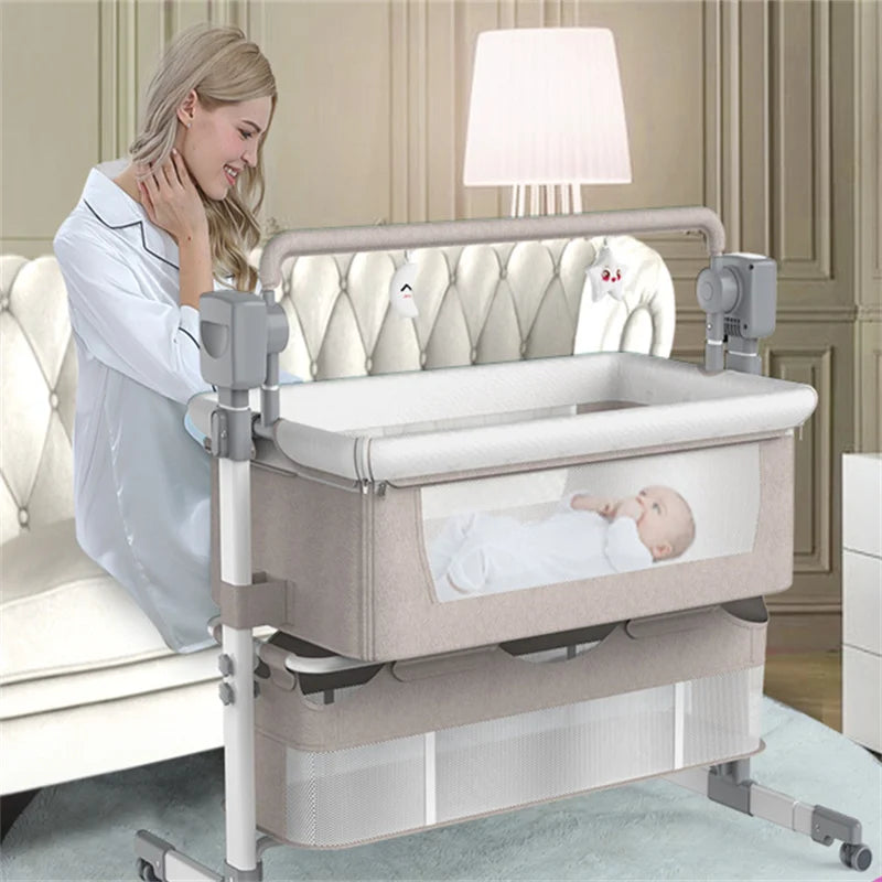 Baby Bed Electric Baby Crib Cradle Newborn Bluetooth Music Good Sleeping Baby Bed Movable Portable Baby Mosquito Net Travel Bed