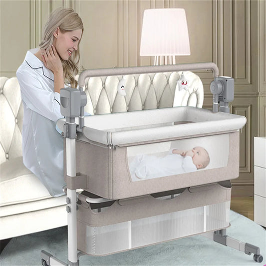 Baby Bed Electric Baby Crib Cradle Newborn Bluetooth Music Good Sleeping Baby Bed Movable Portable Baby Mosquito Net Travel Bed