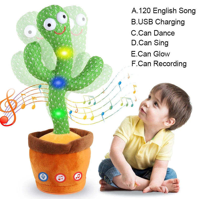 35cm Dancing Cactus 120 Song Speaker Talking USB Battery Voice Repeat Plush Cactus Dancer Toy Talk Plushie Stuffed Toys For Kids Gift