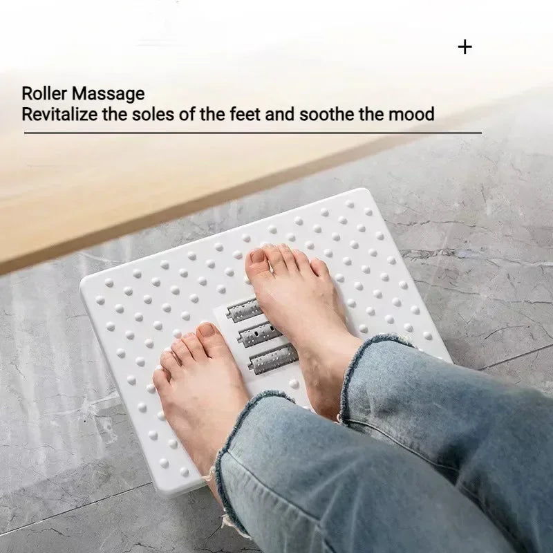 Black/White Color Home Office Work Computer Gaming  Footrest Under Desk Foot Stool Anti-Crossed Legs Semi-Circular Rocking Chair Anti-Slip Massage Roller Footrest Foot Stool
