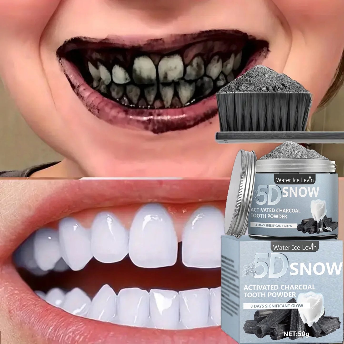 5-10 PCS Set 5D Bamboo Charcoal Tooth Whitening Powder - Natural Whitening and Deep Cleaning for Men and Women, Fresh Breath Daily Toothpaste Oral Hygiene Accessories Dental Care Supplies