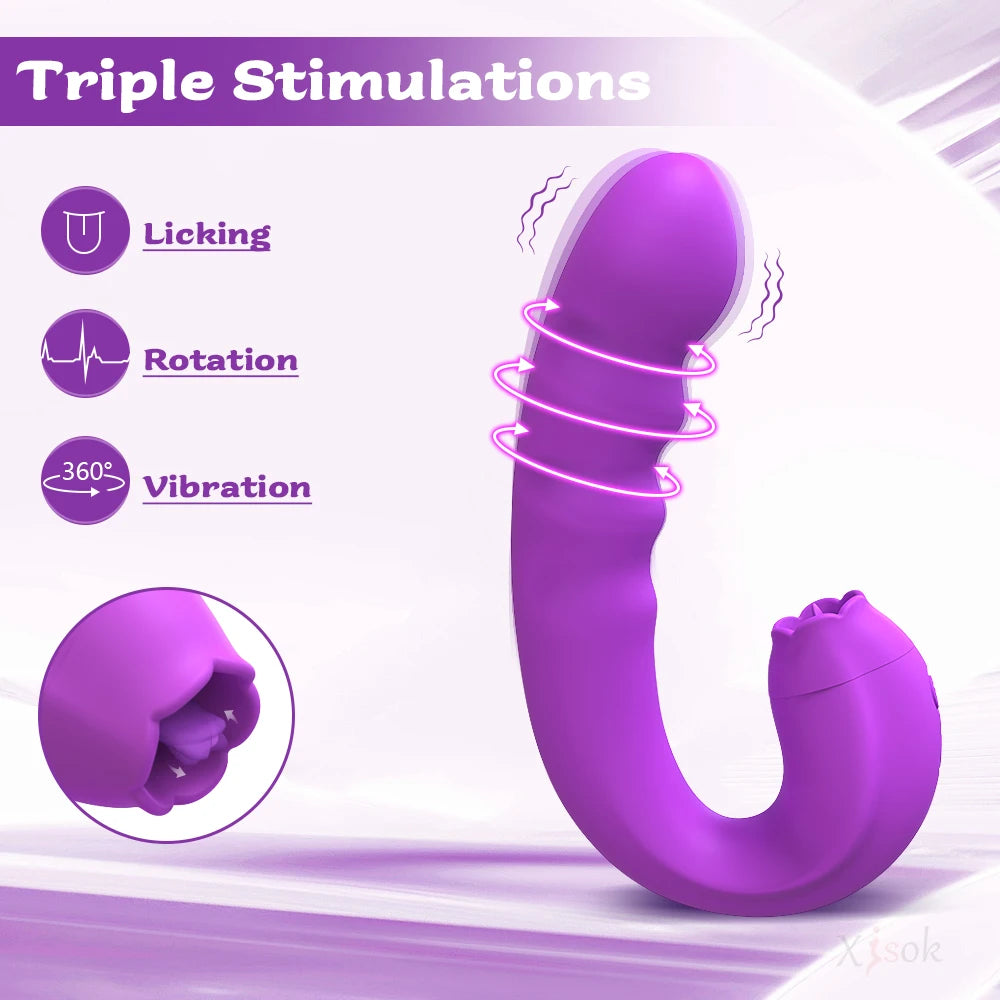 3 In 1 Swing Licking Tongue Vibrators for Women Vagina G Spot Dildo Clitoris Stimulator Orgasm Female Sex Toys for Adults 18