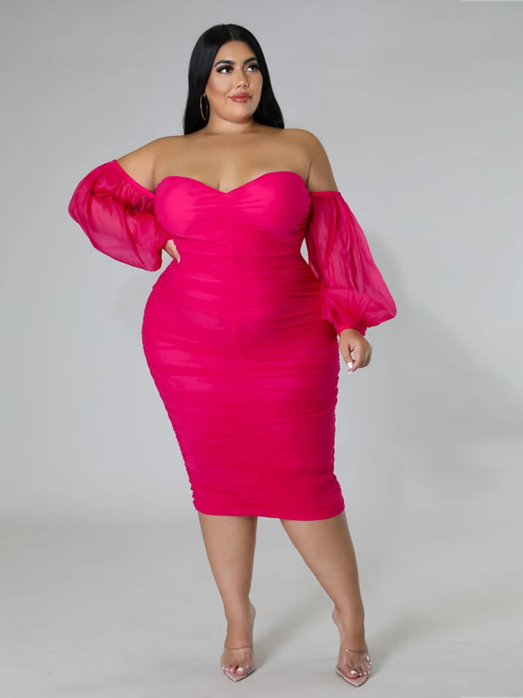 NEW XL-4XL Plus Size 7 Colors Elegant and Beautiful Women Dresses Off Shoulder Sexy Low-Cut Dress Strapless Bandage Dress Plus Size Evening Party Dress