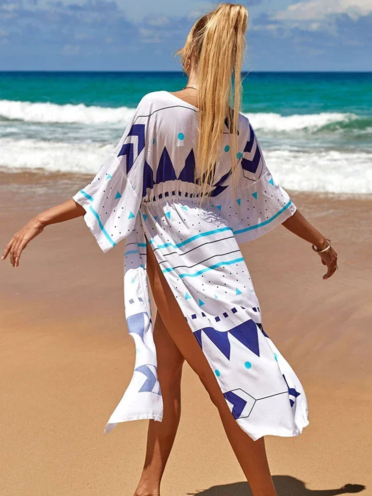 BRAND NEW 10 Colors/Patterns Luxury Beach Rayon Kimono Cover-Up Loose Swimsuit Cover Up Front Open Belt Kaftan Beach Pareo Dress Tunic Beach Wear