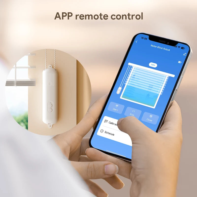1/2 PCS Set APP Control TUYA Drapes Roller Blind Robot Motor Rechargeable Automatic Curtain Motorized Shutter Opener Siri Voice Control For Alexa Google Assistant
