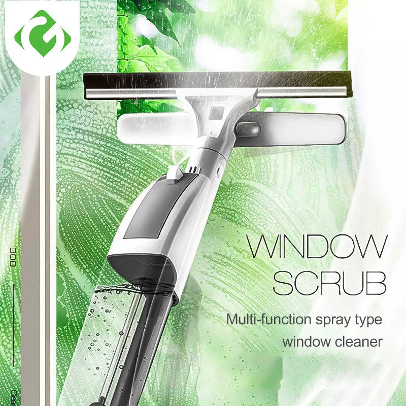 NEW Design Glass Cleaning Brush with Water Spray Window Glass Doors Cleaner High Quality Aluminum Long Handle Wiper and Cloth Combo Silicone Home Office Cleaning Supplies