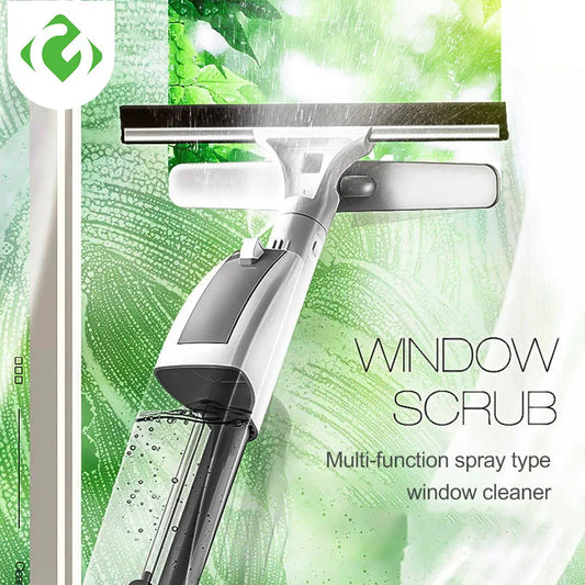 NEW Design Glass Cleaning Brush with Water Spray Window Glass Doors Cleaner High Quality Aluminum Long Handle Wiper and Cloth Combo Silicone Home Office Cleaning Supplies