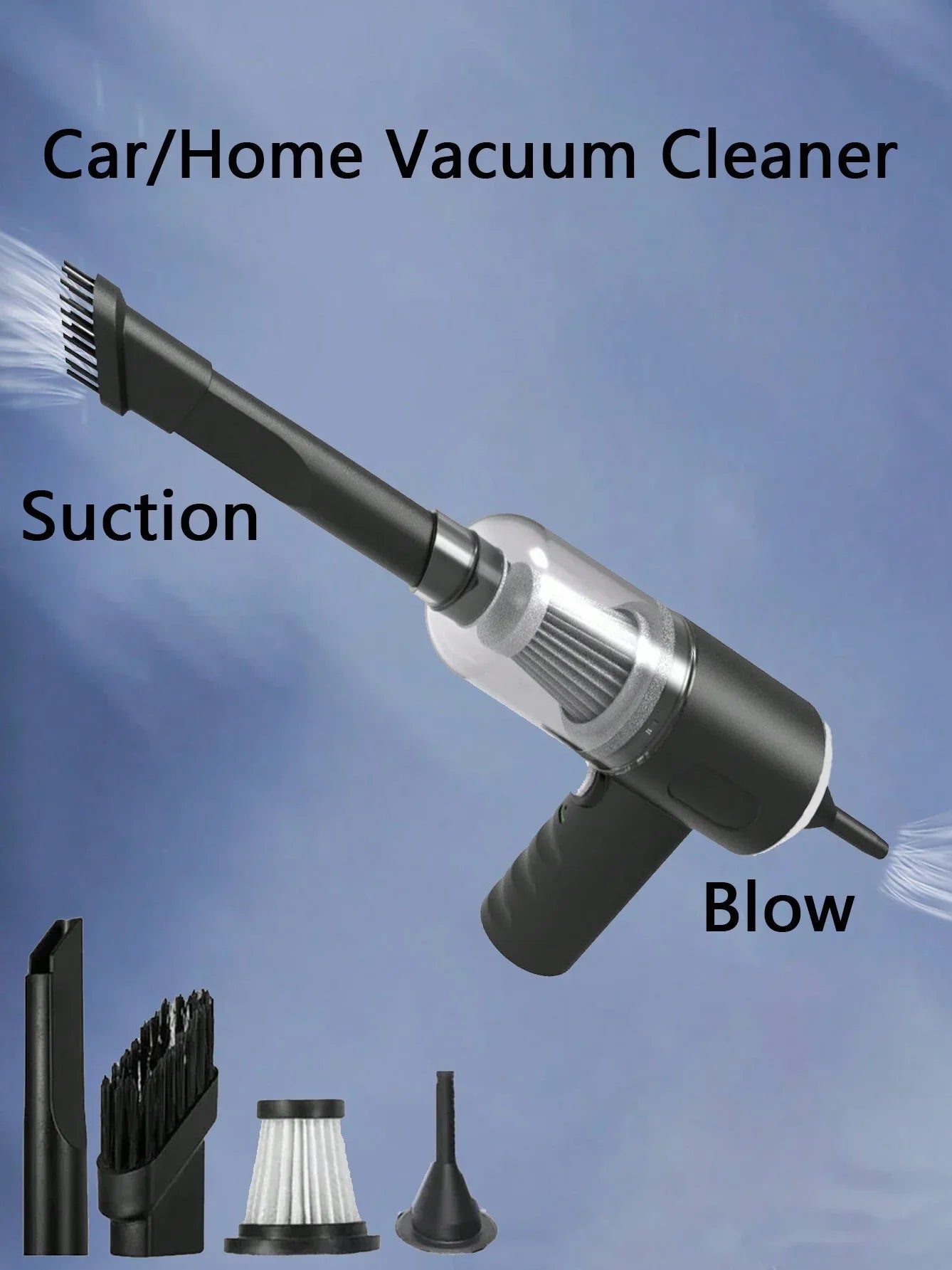 NEW Arrivals  Wireless Vacuum Cleaner Dual Use for Home and Car 120W High Power Powerful Vacuum Cleaner Black