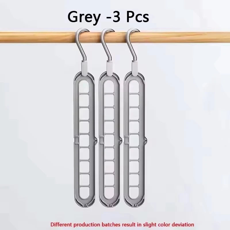 5 PCS Set 9-Hole Clothes Hanger Organizer Wardrobe Space Saving Storage Hanger for Clothes Folding Magic Hangers Closet Drying Racks Home Clothing Accessories