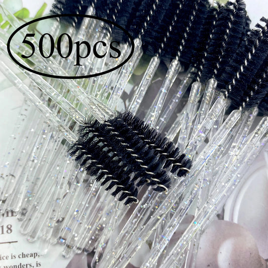 NEW Arrivals 500 PCS Set Transparent/Black/Mixed Color Eyelashes Brushes Set Disposable Lash Mascara Brush Lashes Extension Eyebrow Wands Applicator Make-Up Tools Women Cosmetic Accessories