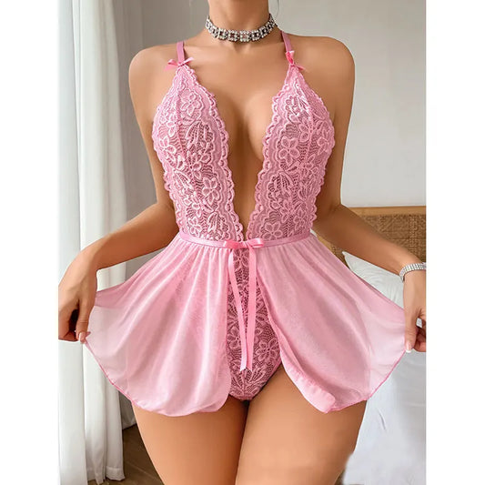 NEW Arrivals S-XL Pink/White/Black Color Lace Transparent Underwear Brief Sets Thin Sexy Erotic Bodysuit Hot Lingerie Woman Delicate Bra Push Up Breves Set Night Dress
