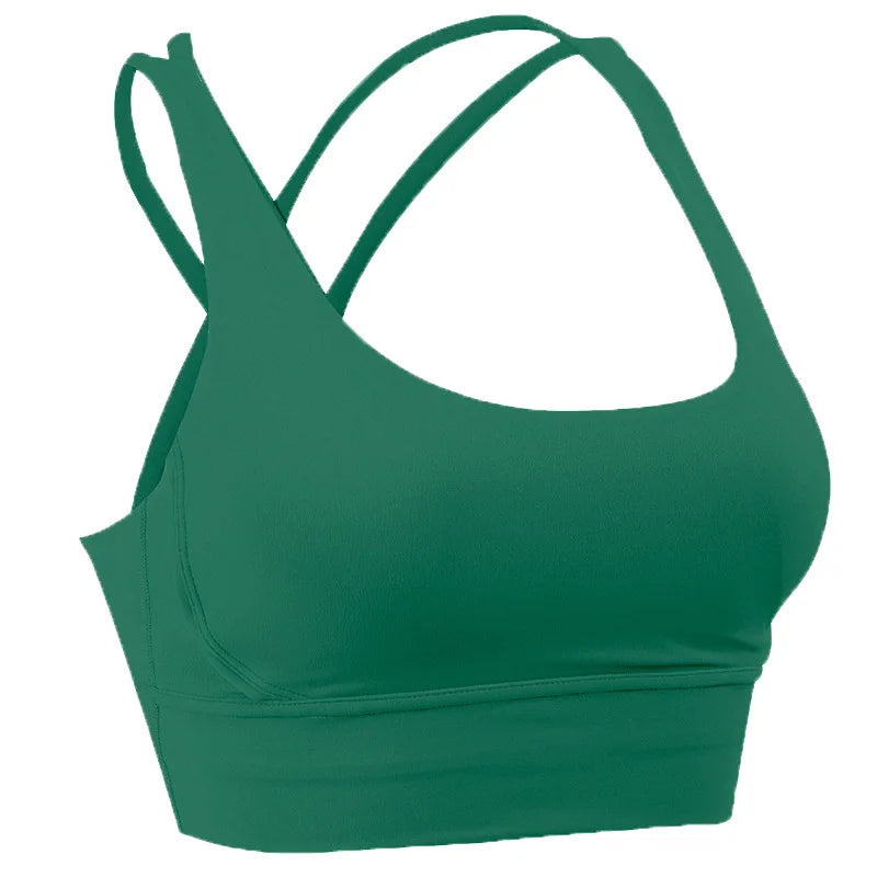 14 Colors S-XL New Push Up Sports Bra Yoga Vest  Cross Back Fitness Sexy Padded Top Gym Shock Absorbing Running Breathable Crop Top Sportswear