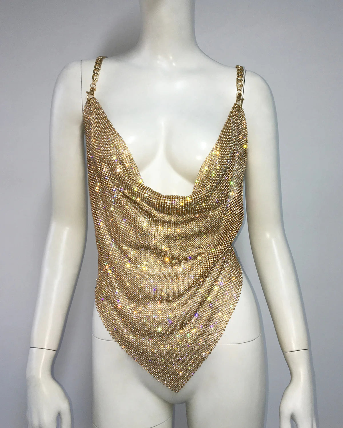 Black/Silvery/Gold Color Sexy Deep V Neck Backless Sling Crop Top For Women Glitter Diamonds Metal Sequin Luxury Tank Top Summer Evening Beach Party Nigh Clubwear Clothes