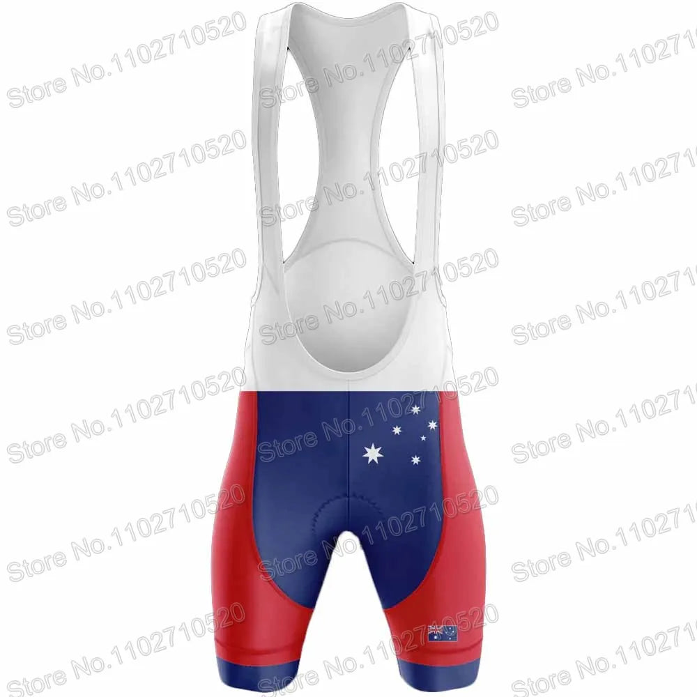 National Team Australia 2023 Cycling Jersey Set Short Sleeve Blue Clothing Road Bike Shirts Suit Bicycle Bib Shorts MTB Ropa