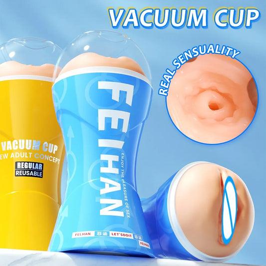 Male Masturbator Cup Vacuum Pressure Sucking Silicone Vagina Pussy Sex Toy for Men Pocket Blowjob Masturbation Adult Goods