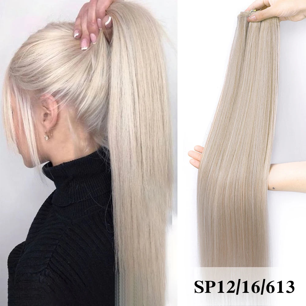 NEW Arrivals 12 Colors 150g Synthetic Hair Extensions Straight Hair Bundles Crochet Braids Hair 26Inch High Temperature Fiber Long Straight Hair Bundle Women Hair Care Accessories Cosmetic Supplies