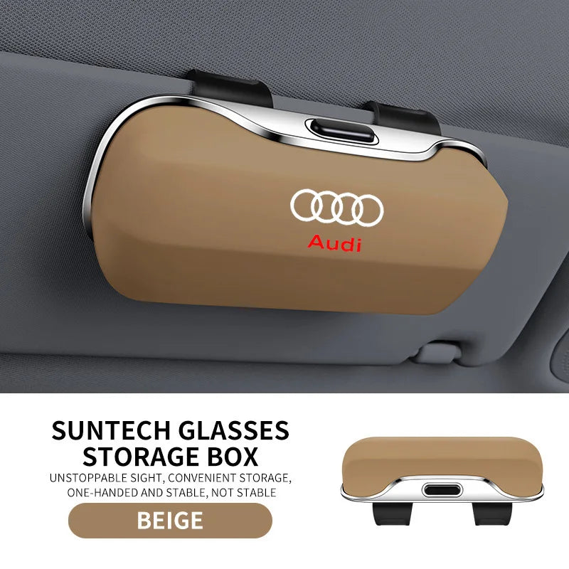 4 Colors Automatic Glasses Case For Audi Logo Q3 Q5 Q7 Q8 A3 A4 A5 A6 A7 A8 Key Case Accessories Car Visor Sunglasses Car Glasses Case  Holder Clip Box