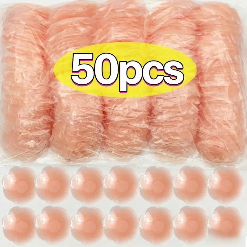 20/50/100 PCS Set Women Reusable Breast Petals Lift Invisible Silicone Bra-Less Pasties Pads Nipple Cover Invisible Petal Adhesive Bra Cover  Stickers Ladies Underwear Accessory Sets