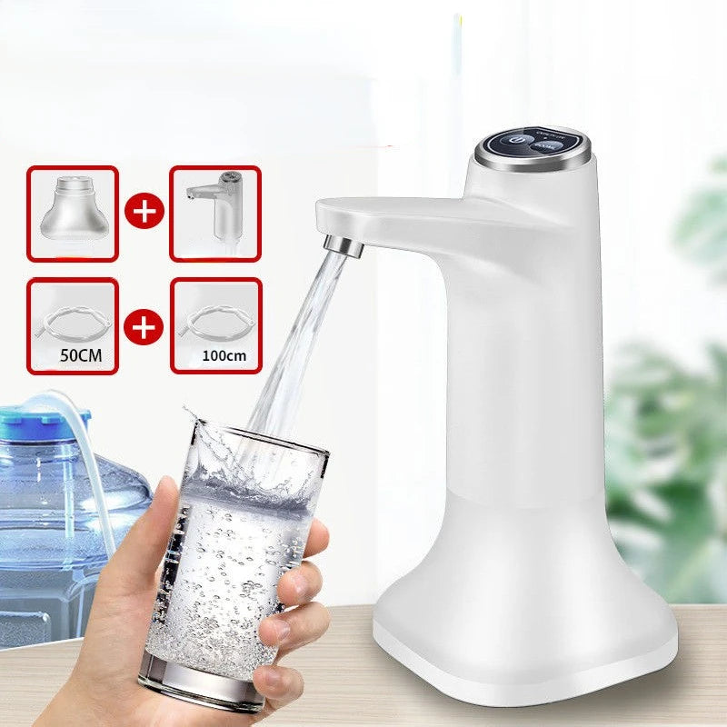 3 PCS Set Automatic Water Dispenser + Base Gray/Green/White Color Electric Water Pump Button Control USB Charge Portable for Kitchen Office Outdoor Drink Dispenser Home Office Watering Supplies