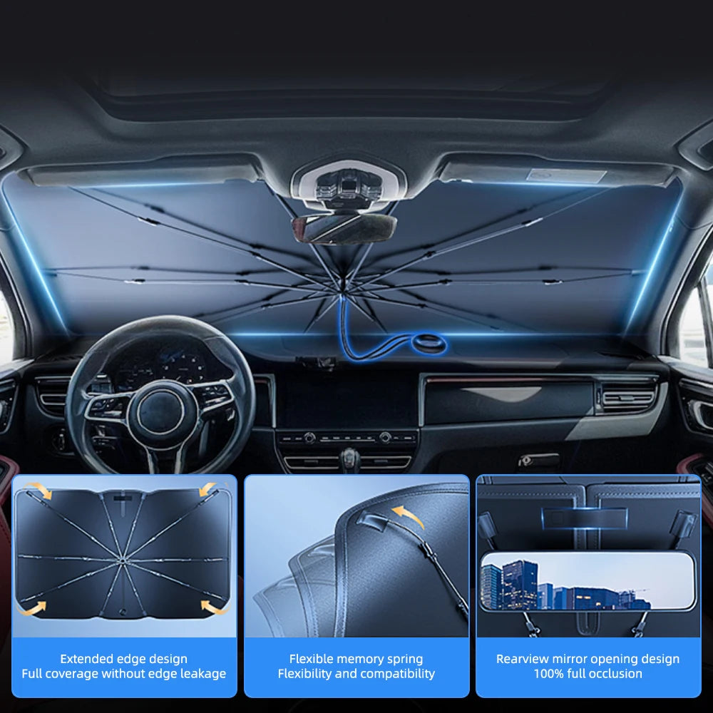 NEW!!!! Upgraded Car Windshield Sun Shade Umbrella Foldable Car Sunshade Front Window Cover for UV Ray Block & Sun Heat Protection