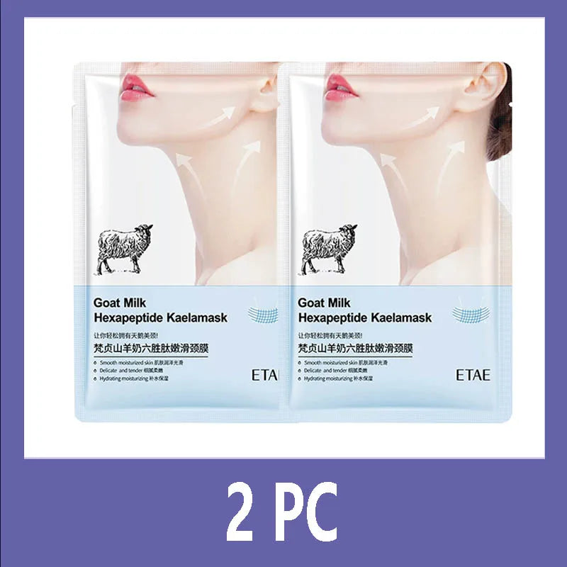 2-20 PCS Set Goat Milk Six Peptides Neck Mask Collagen Firming Necks Skin Care Mask Beauty Moisturizing Lift Firming Neck Skin Care Mask