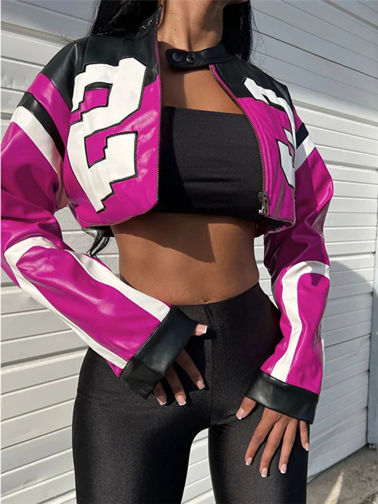 NEW Arrivals 5 Colors Fashion Cardigan Personality Street Zipper Long Sleeve Slim Fitted Mind Ring Baring Motorcycle Coat Women Evening Night Clubwear Jacket Girls Casual Fashion Clothing Supplies