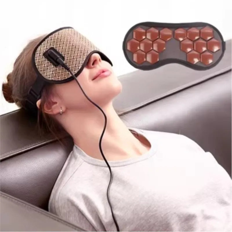 Tourmaline Germanium Jade Electric Heating Eye Mask Tourmaline Magnetic Therapy Massage Eye Mask Blackout Sleep Eye Mask Massage Relaxation Accessories Health Care Supplies
