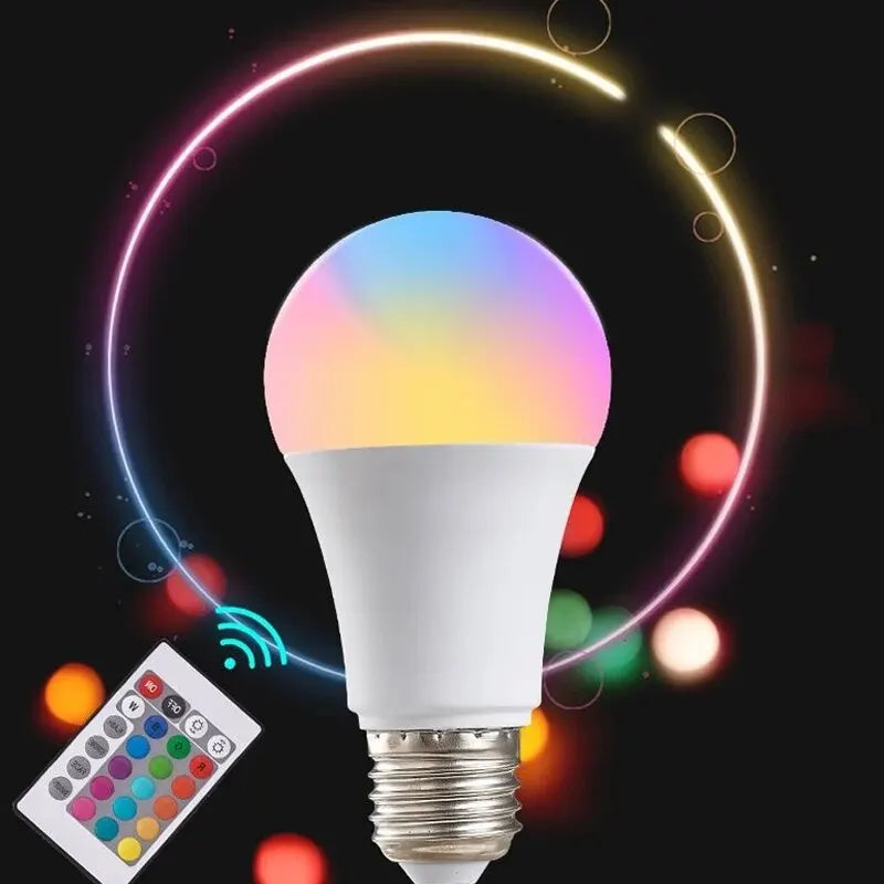 NEW Arrivals 16 Colors RGB Bulb LED Multicolor Bulb E27 220V Household Lighting Dimmable 24 Key Remote Control Smart Lamp Romantic Atmosphere Bedroom Living Room Light