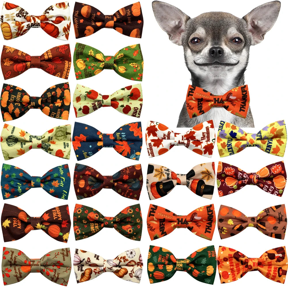 50/100pcs Dog Collar Bow Tie Thanksgiving Pet Supplies Removable Dog Bow Ties Collar Decoration Fall Dog Collar Accessories