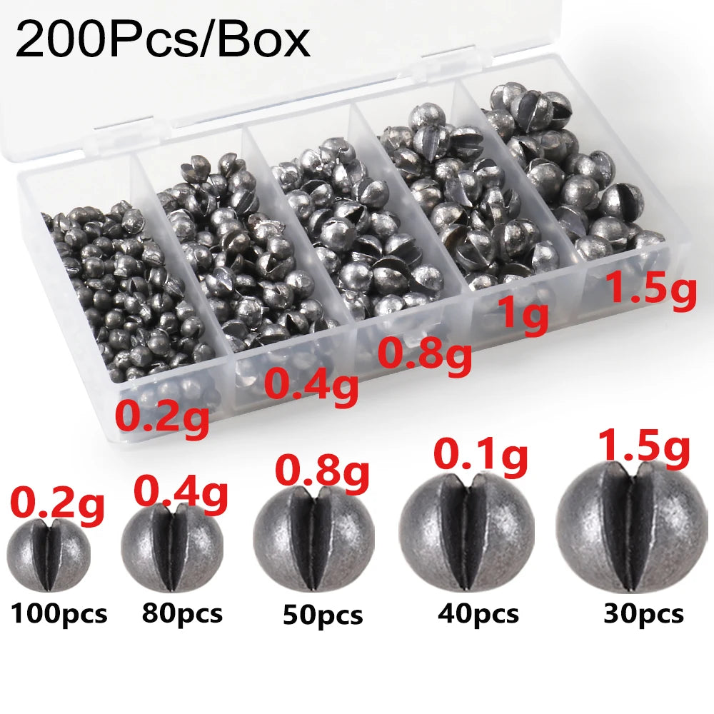 100-500 PCS Set Split Shot Alloy Fishing Weights 0.06g-5g Removable Clip On Sinkers Portable Box Freshwater Saltwater Fishing Tackle Sea River Lake Fishing Tool Sets