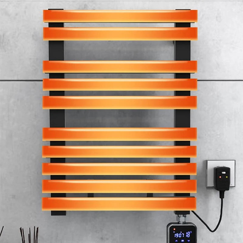 Heated Towel Warmer Rack Wall Mounted Electric Heated Towel Rail Electric Drying Racks with Timer, Home Towel Warmer Hardwired