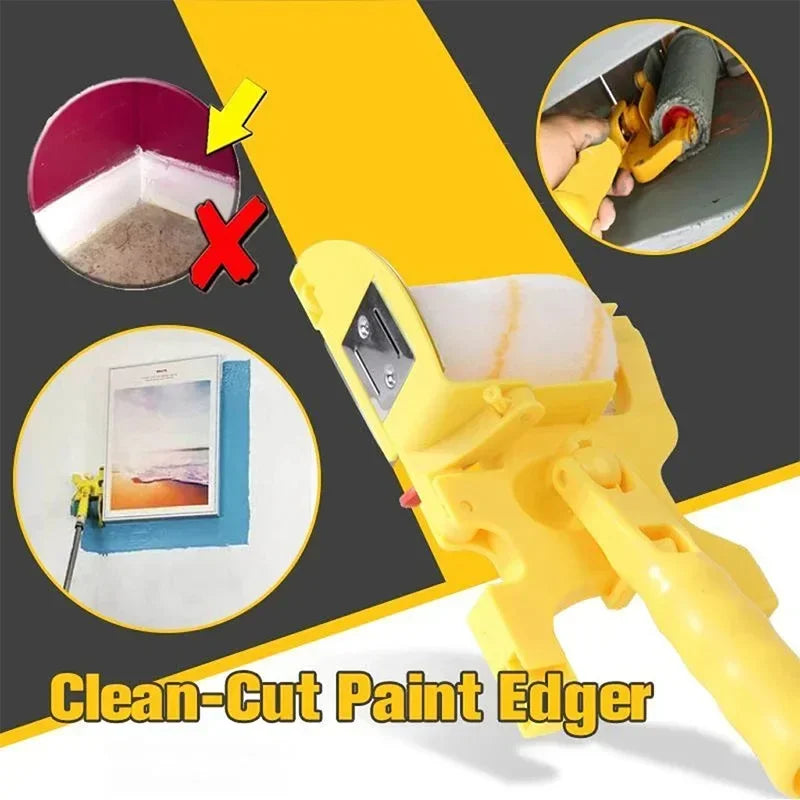 NEW 1 Bracket x 2 Rollers x 2 Brushes Set Multifunctional Clean-Cut Paint Edger Roller Brush Household Home Wall Ceilings Decorative Painting Tools Kit with Rod and Tray