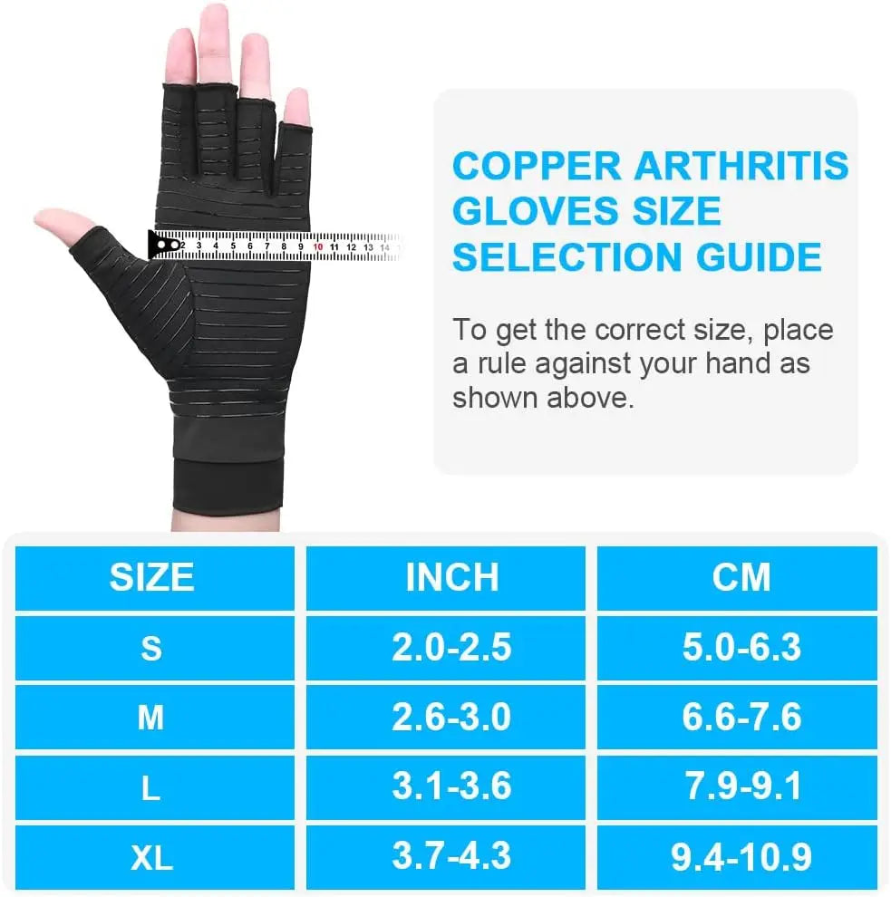 1Pair Copper Arthritis Tendonitis Rheumatism Gloves for Hand Pain Relief, Rheumatoid Osteoarthritis, Swelling, Carpal Tunnel, Compression Gloves Health Care Accessories