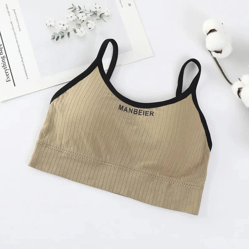 NEW Arrivals 12 Colors Girls Strapless Bra with Chest Pad Women's Outdoor Running Wear No Steel Ring Yoga Sports Wrap Chest Anti-Light Vest Beautiful Back Underwear