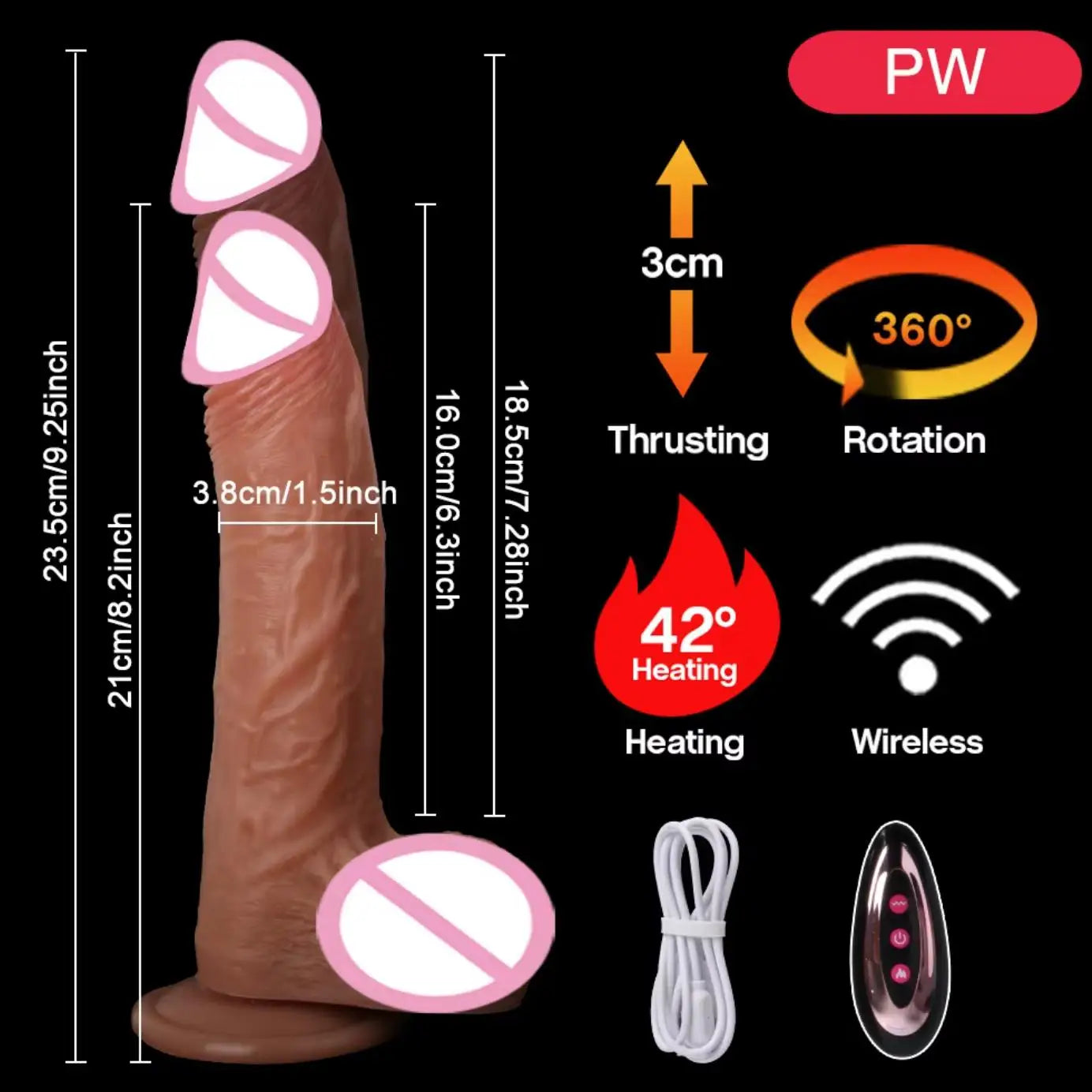Realistic Large Vibrator Dildo for Women with Heating and Thrusting Functions Realistic Penis Vibrator Anal Plug Penetration