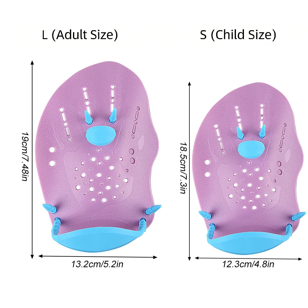 Women/Men/Kids 1Pair 4 Colors Swim Silicone Hand Paddles Swim Training Hand Support Paddles with Adjustable Straps, Water Pool Beach Swim Practice Swimming Accessories Bathing Supplies