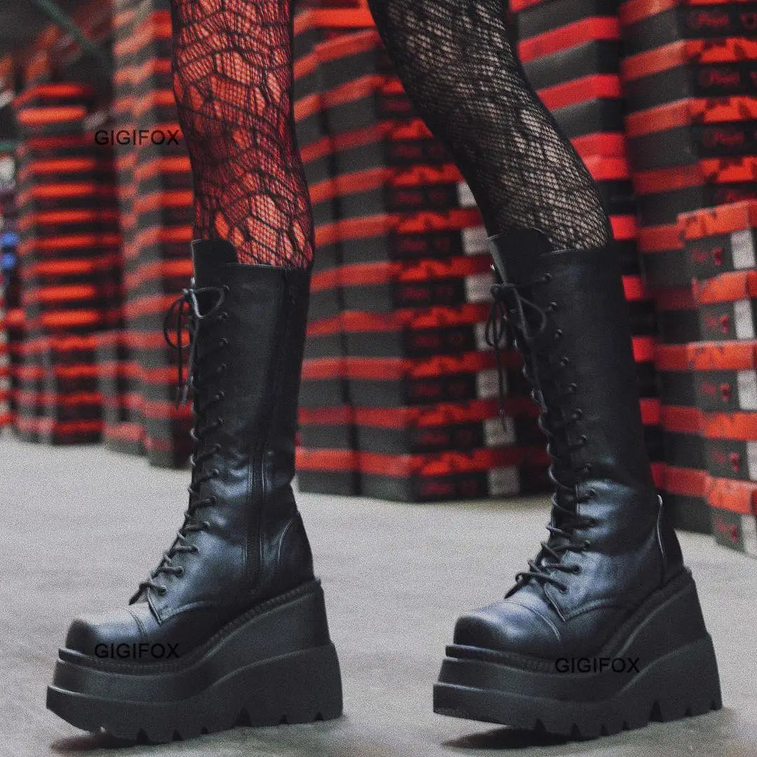 GIGIFOX Brand Big Size 43 Fashion Gothic Rianbow Platform Buckles Zipper Colorful Great Quality Motorcycle Boots Woman Shoes