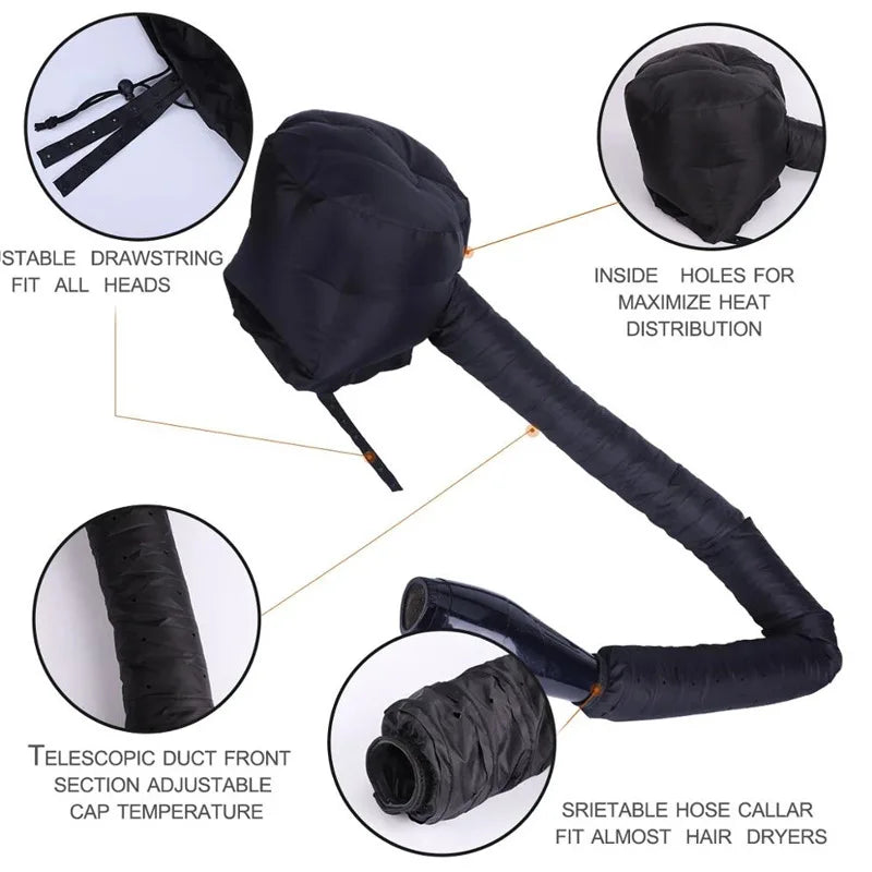 Silver Color Portable Hair Bonnet Dryer Cap Lazy Man Hair Dryer Cap Quick Dry Hair Dryer Heating Set Oil Baking Cap Household Hairdressing Salon Accessories