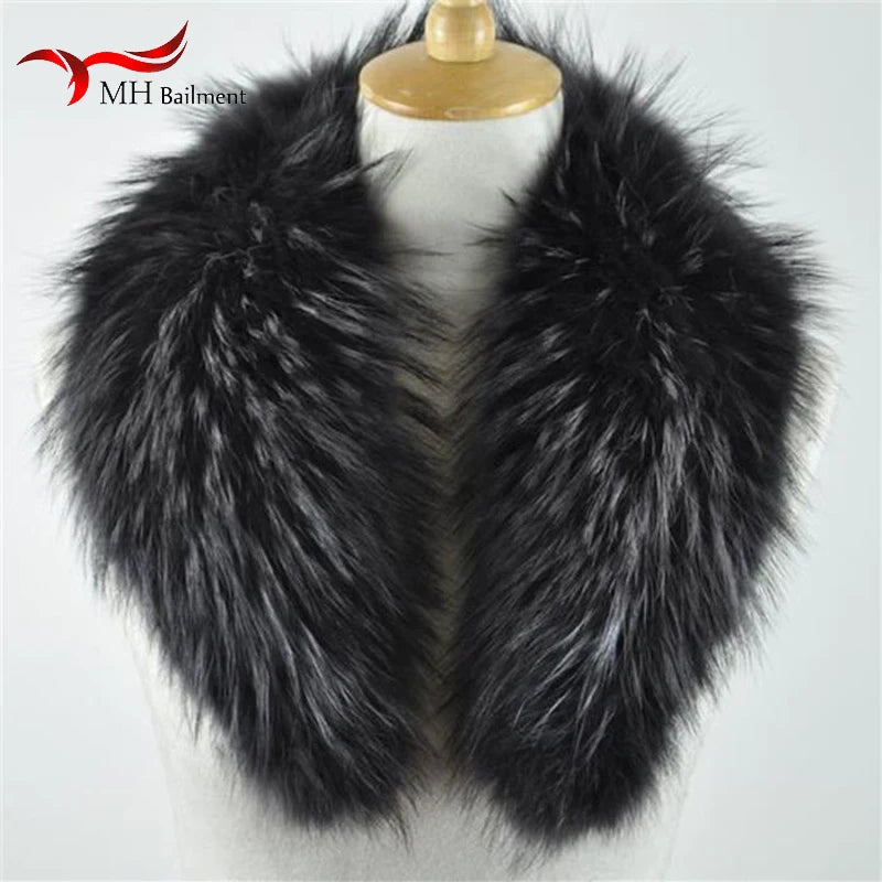 NEW Arrivals Luxury Real Natural Color Raccoon Fox Real Fur Collar Scarf Genuine Big Size Scarves Warp Shawl Neck Warmer Stole Muffler with Clip Loops Ladies Luxury Fashion Apparel Accessories Clothing Supplies